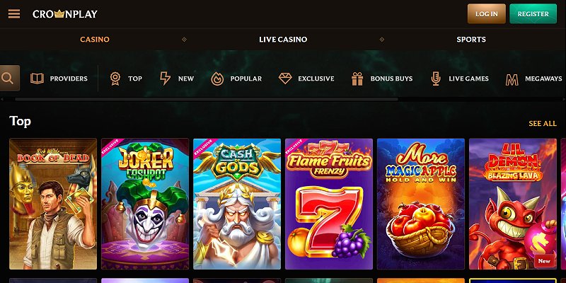 Crownplay homepage screenshot